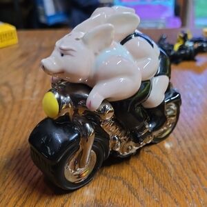 Pig Figurine on Motorcycle